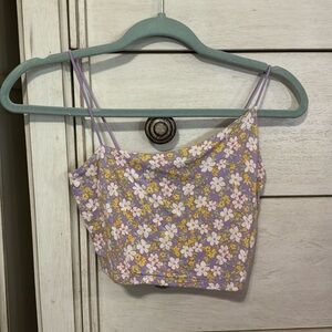 Asymmetrical line Pacsun floral crop top